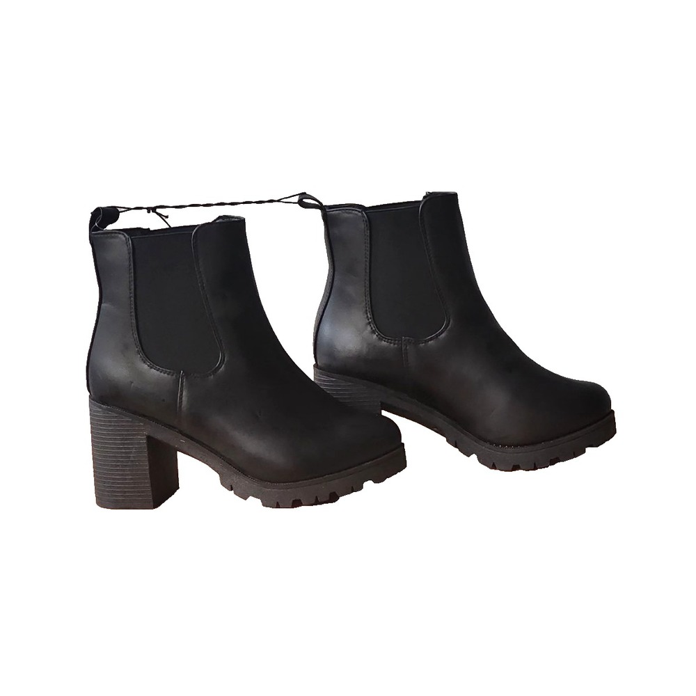 RUE 21 Slip On High ANKLE Chunky BOOTS 3" Heels SIZE 7 BLACK NEW